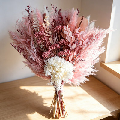 Pink Pampas Grass Bouquet – Fluffy Boho Home Decor Dried Flower Arrangement, Fall Floral Centerpiece For Wedding Table, Living Room, Bedroom Decoration