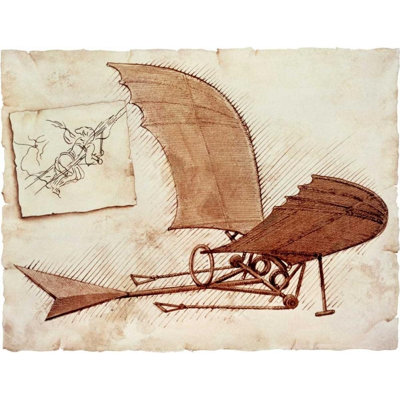 ArtDirect Da Vinci, Leonardo Gallery Wrapped Canvas Art Titled: Flying Machine