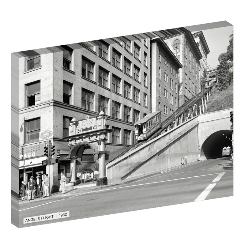 Angeles Flight, Los Angeles historique - reproduction de photo sur toile tendue, H 30 po x l 40 po x 1,5 po