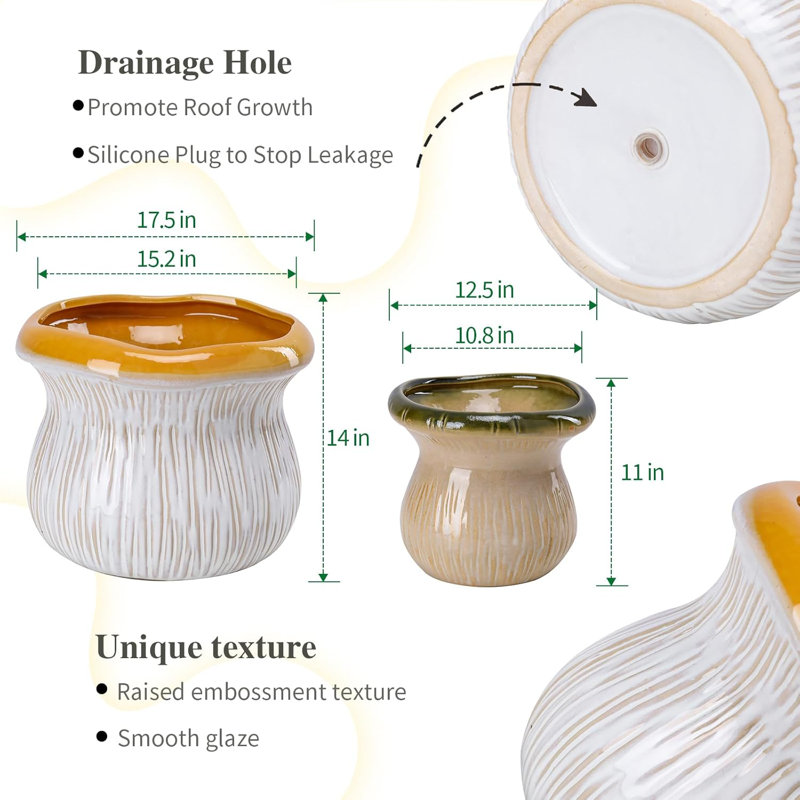 Ensemble de 2 petites jardinières en céramique avec drainage