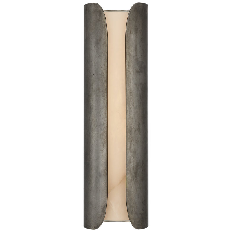 Anne-Marie Barton Armise 18" Sconce with Alabaster, Mottled Pewter, 18" H x 5.25" W x 6.25" D