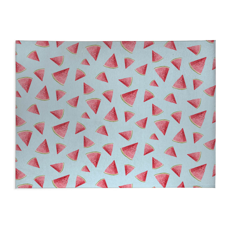Tapis de cuisine antidérapant Summer Melon, Rectangulaire 3 pi x 5 pi, Bleu nuage