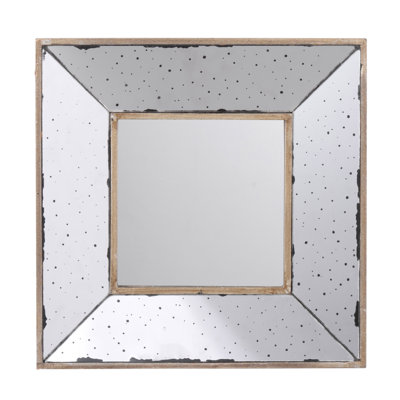 12" X 12" Distressed Silver Square Accent Mirror, Wall Mirror For Living Room, Entryway, Office, Bedroom, Hallway