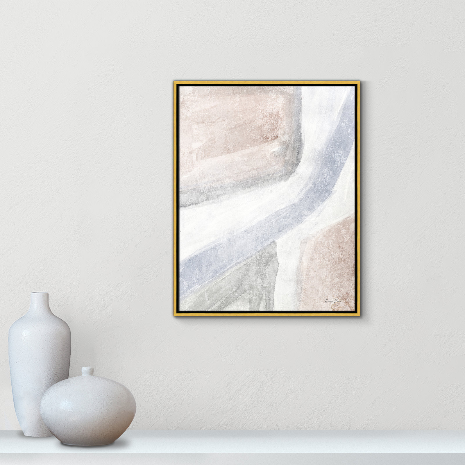 Helmsford "Soften 1" Painting, 29.5" H x 23.5" W x 2" D, Gold