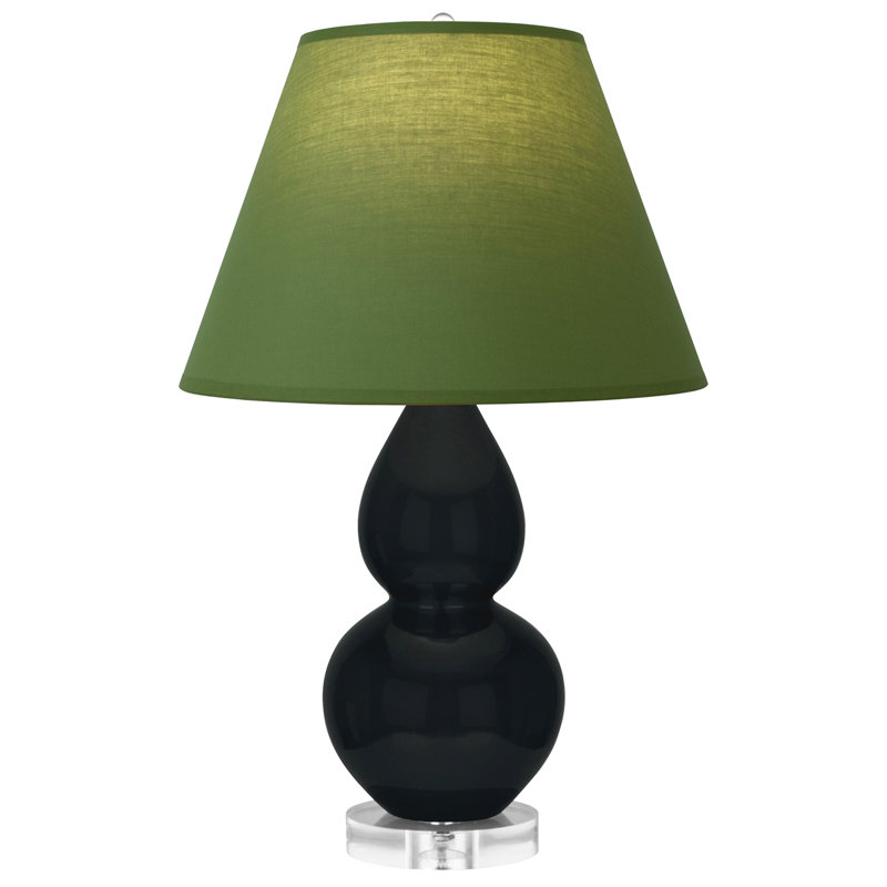 Petite lampe d'appoint à double gourde, Obsidienne, Thé vert / taupe