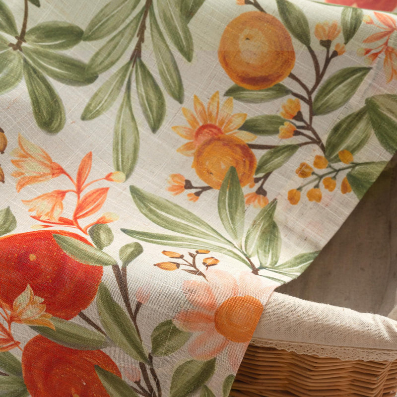 Rosalind Wheeler Orange Floral Room Darkening Valance For Kitchen Vintage Botanical Printed Lined Thermal Insulated Rod Pocket Valance For Living Room