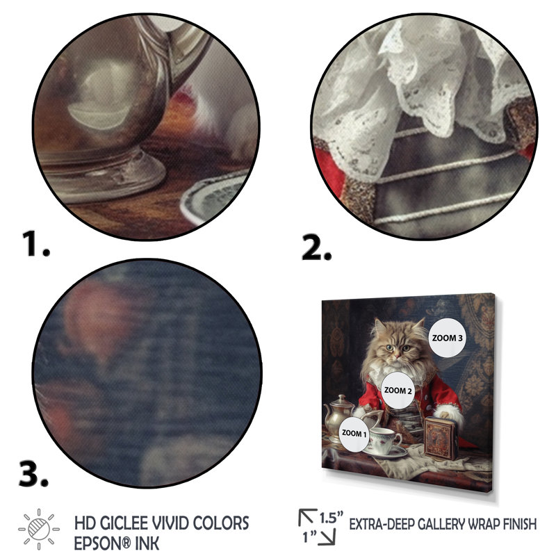 Chat blanc sibérien en costume élégant sur toile, H 24 po x l 24 po, Cadre flottant blanc
