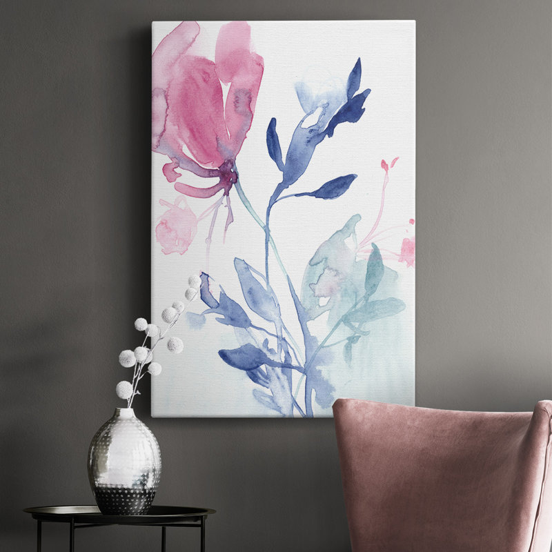 Toile tendue avec châssis Fuchsia Sway II - prête à être accrochée, L 16 po x H 27 po