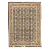 Hand Knotted Wool Oriental Area Rug in Navy And Red