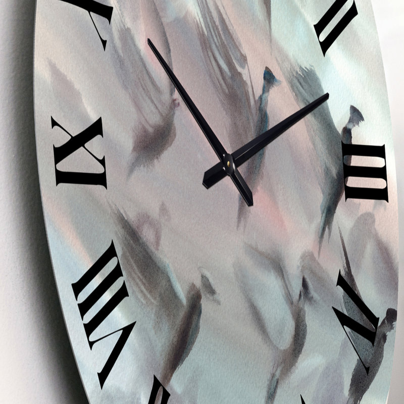 Oversized Silhouettes Flock of Birds Flying on Background I Wall Clock, Small