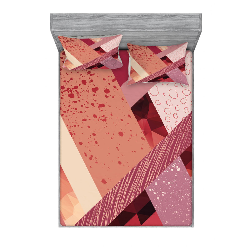 Microfiber Abstract Sheet Set, Full/Double Sheet Set with Fitted Sheet