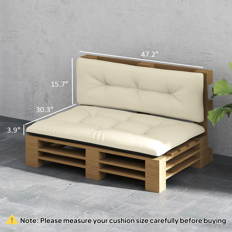Coussins de remplacement 2 places pour coussins de palette d'extérieur de 3,9 po d'épaisseur - conception capitonnée pour jardin, patio, blanc crème