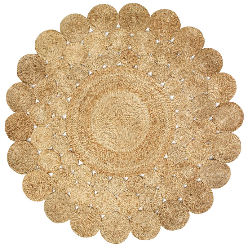 Arispe Modern Farmhouse Hand-Braided Natural Fiber Jute Indoor Area Rug, Round 6'
