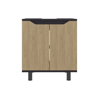 Armoire de rangement sous le lavabo avec portes doubles et tablettes réglables Jerome