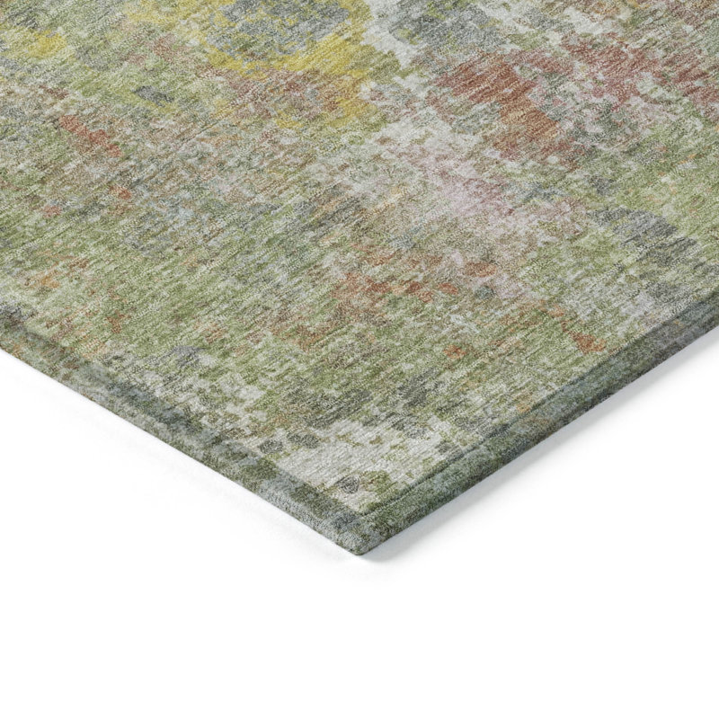 Tapis abstrait intérieur / extérieur lavable à la machine Brathwaite ACN2166, Rectangle 9 pi x 12 pi