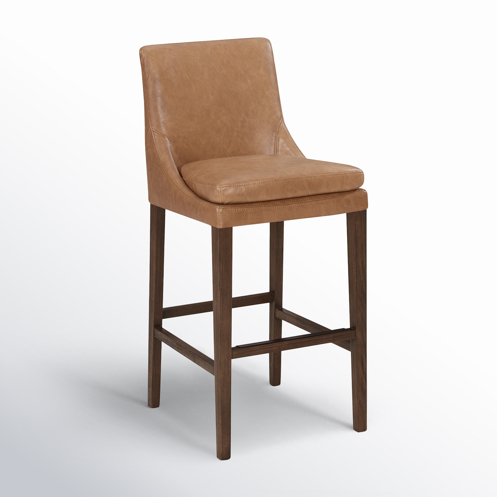 Niara Upholstered Leather Counter & Bar Stool, Bar Stool (30” Seat Height), Copley Camel Faux Leather/Brown