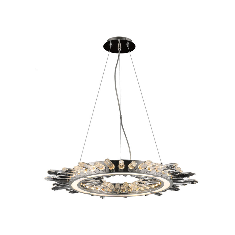 Luminaire suspendu géométrique Aspen, H 142 po x l 27 po, Nickel poli