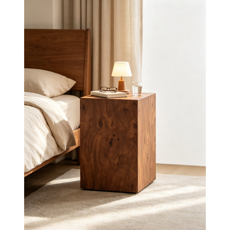 Table basse d'appoint en placage de noyer et en panneau de fibres à densité moyenne de qualité supérieure, 11,8 po x 11,8 po x 19,7 po, aucun article supplémentaire inclus
