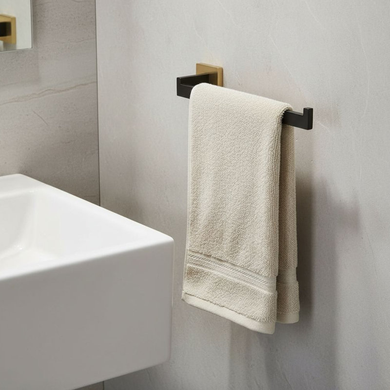 8-Piece Black and Gold Bathroom Hardware Set, Modern Stainless Steel Bathroom Fixtures with Towel Bars and Hooks