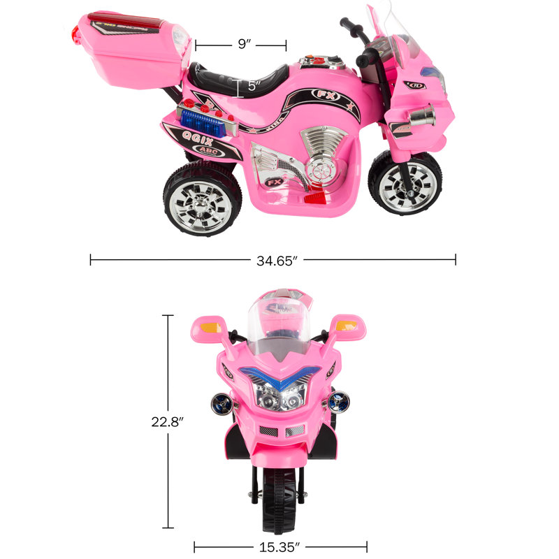 Pink 6-Volt Motorized Kids Motorcycle with Lights and Sounds