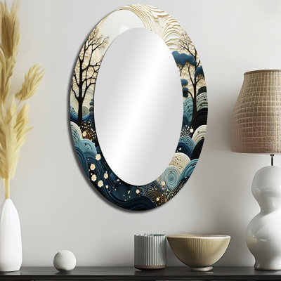 Miroir décoratif sur métal japonais