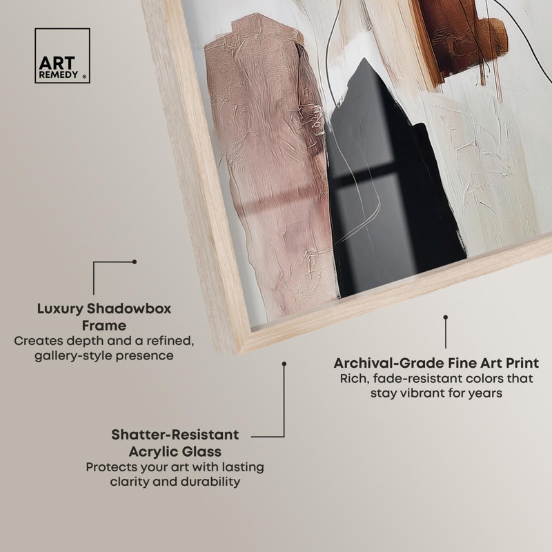 «Smooth Brush II Boho Decor Shadowbox» par Art Remedy, Crème, crème, H 55 po x l 37 po