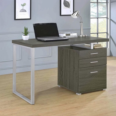 Bureau à 3 tiroirs au fini gris patiné