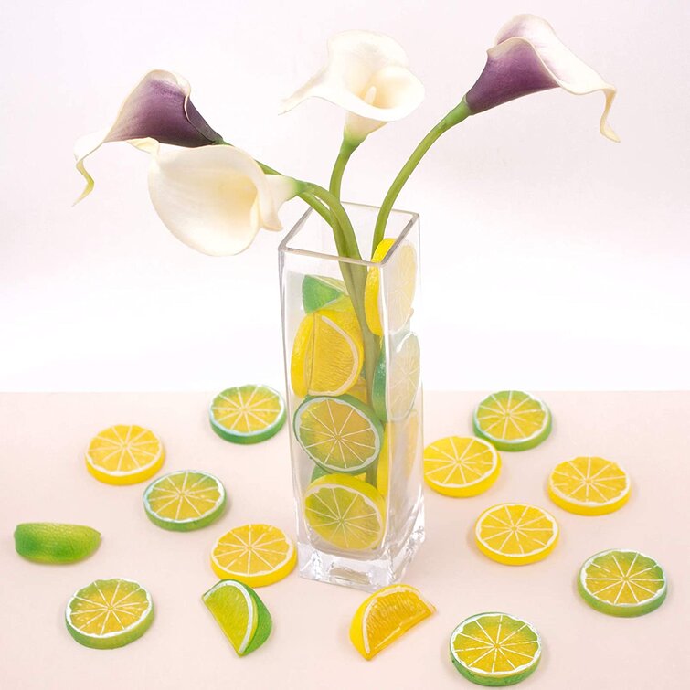 PULLIMORE 10 Pcs Artificial Lemon Slices Plastic Limes Orange Slice Blocks  Simulation Fake Lemon Slices Home Decor (Limes Blocks)