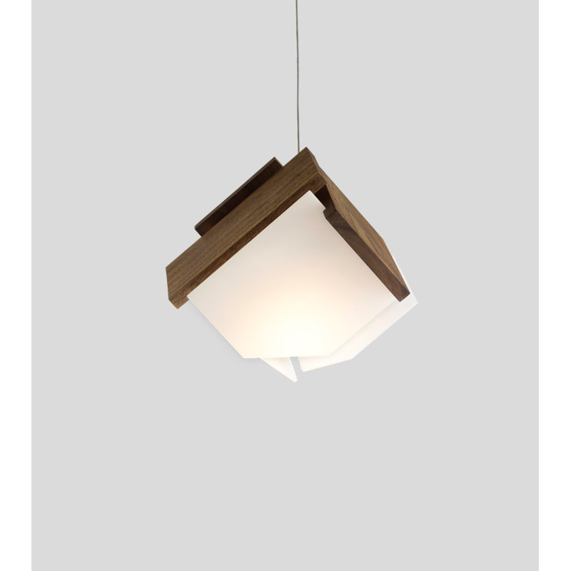 Mica 1 - Light LED Unique/Statement Pendant, Walnut, 3500K (Cool)