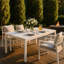 Table de bout blanche moderne de 55 po - table de salle à manger polyvalente intérieure / extérieure, table de patio, table de jardin - plateau de table léger en PP avec pieds en métal pour la cuisine, la cour et les rassemblements de terrasse