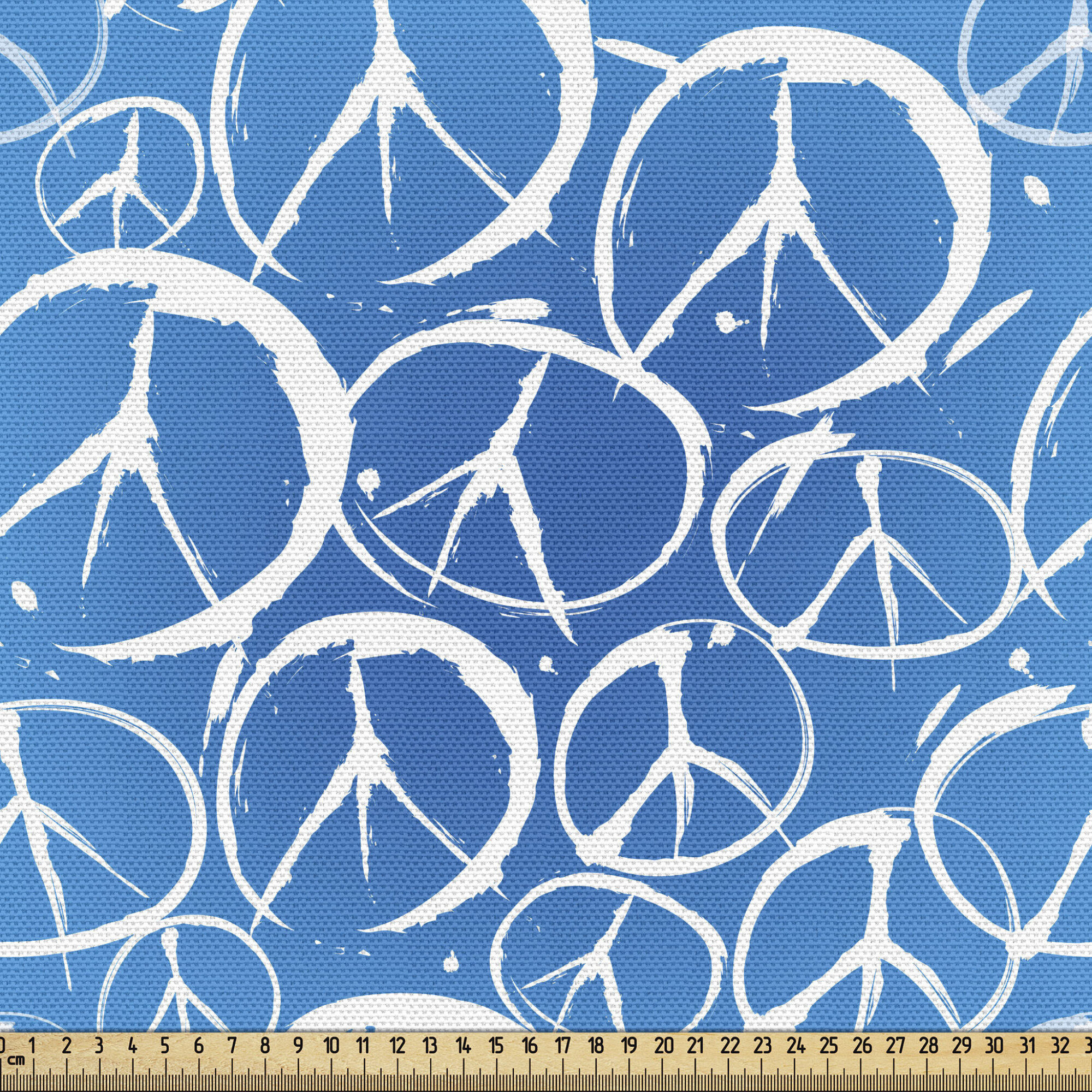 East Urban Home Ambesonne Peace Fabric by The Yard, Peace and Love Woodstock 60's 70's Style Sky Tones Graphic, Decorative Fabric for Upholstery and Home Accents,Azur