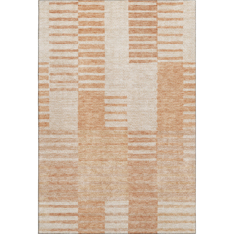 Premium Machine Washable Prisco Salmon Rug, Rectangle 5' x 7'6"