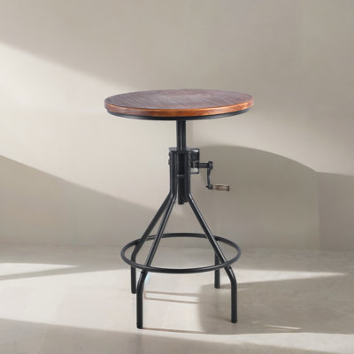 Julean Pine Round Solid Wood Top with Steel Base Dining Table