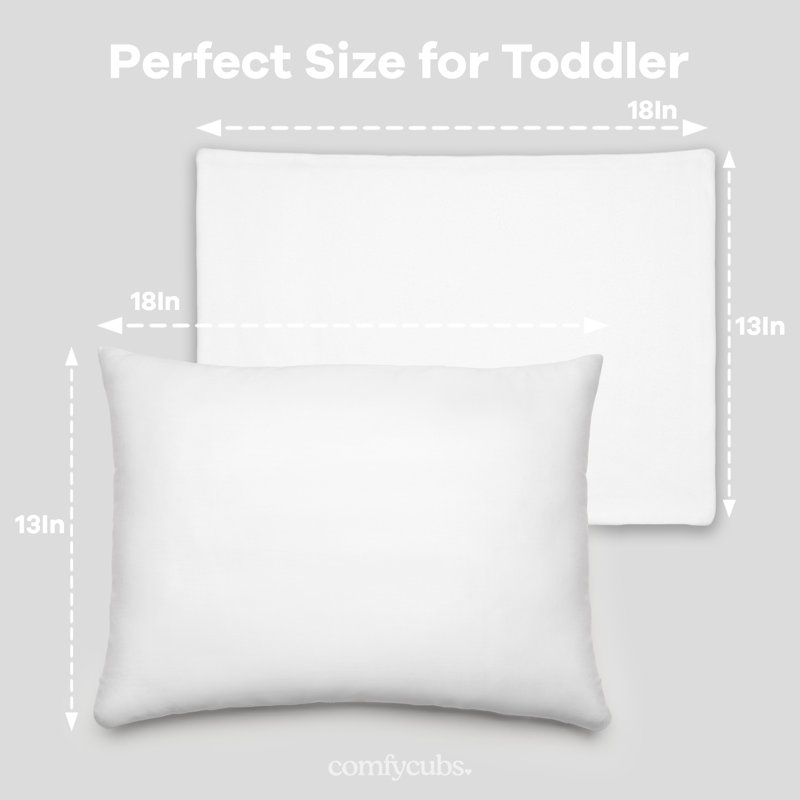 White Cotton Toddler Pillow with Pillowcase, 13"x18"