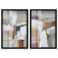 Ensemble de décoration murale abstraite « Duo Shadowbox » avec éclats minéraux par Art Remedy, cadre noir, 10 x 15