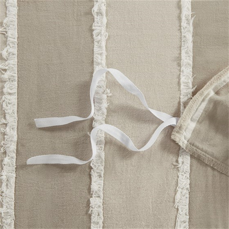 Ensemble de housse de couette en coton 3 pièces, Housse de couette double / grand + 2 taies décora, Taupe