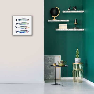  «Sardine Team 2» par Annie Warren, art mural sur toile, 18 po x 18 po