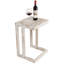 Table de bout en forme de C, table d'appoint en bois blanchi avec plateau pour ordinateur portable sous le canapé