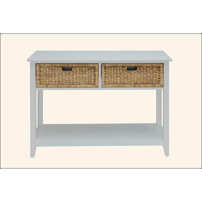 Console rectangulaire polyvalente avec plusieurs options de rangement et fabrication robuste, Blanc
