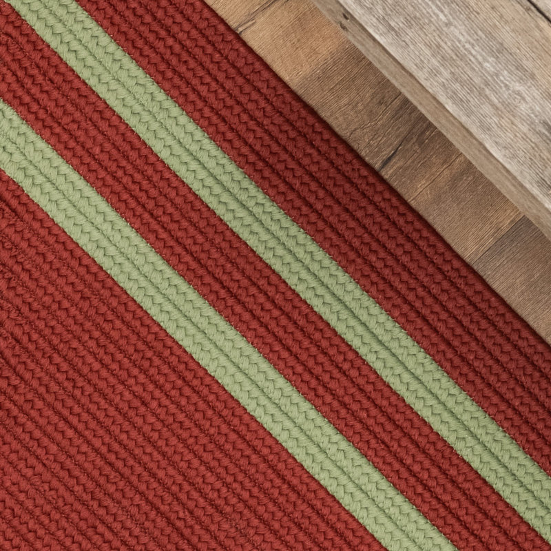 Tapis en polypropylène tissé à la main Odel en rouge / vert, Rectangle 2 pi 10 po x 4 pi 10 po