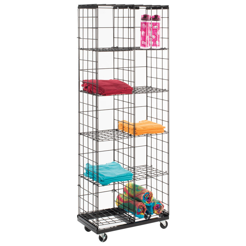 Présentoir cubique 65 "H x 24" avec tablettes réglables et roulettes