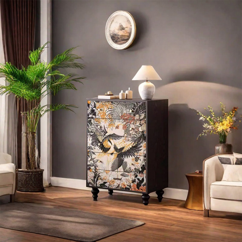 Armoire de rangement spacieuse en pin multi-tiroirs, Noir, noir, noir, noir