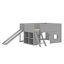 Lit mezzanine bas en bois avec tablettes de rangement et glissade, porte et fenêtre-1619612905