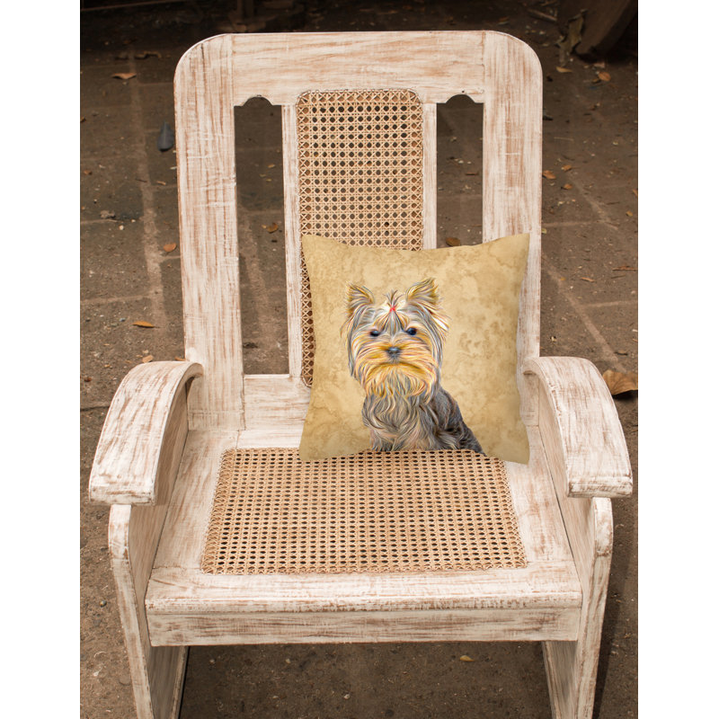 Coussin intérieur/extérieur brun yorkie, H 14 po x l 14 po x P 4 po