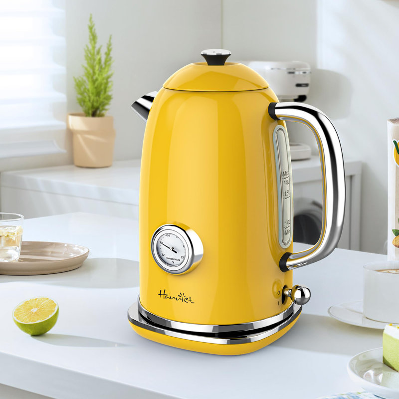 Chauffe-eau électrique 1,8 L avec thermomètre, Jaune