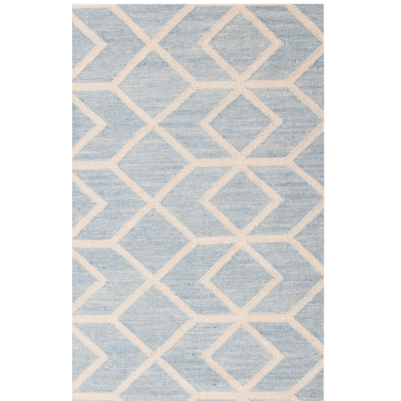 Tapis géométrique en laine / coton tissé à la main Rodgers - bleu / ivoire, Rectangle 3 pi x 5 pi