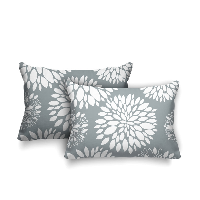 Coussin lombaire intérieur / extérieur à motif floral Fiesta, Gris