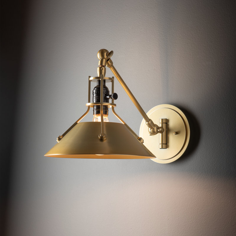Henry Swing Arm Metal Shade Sconce, Modern Brass, Modern Brass