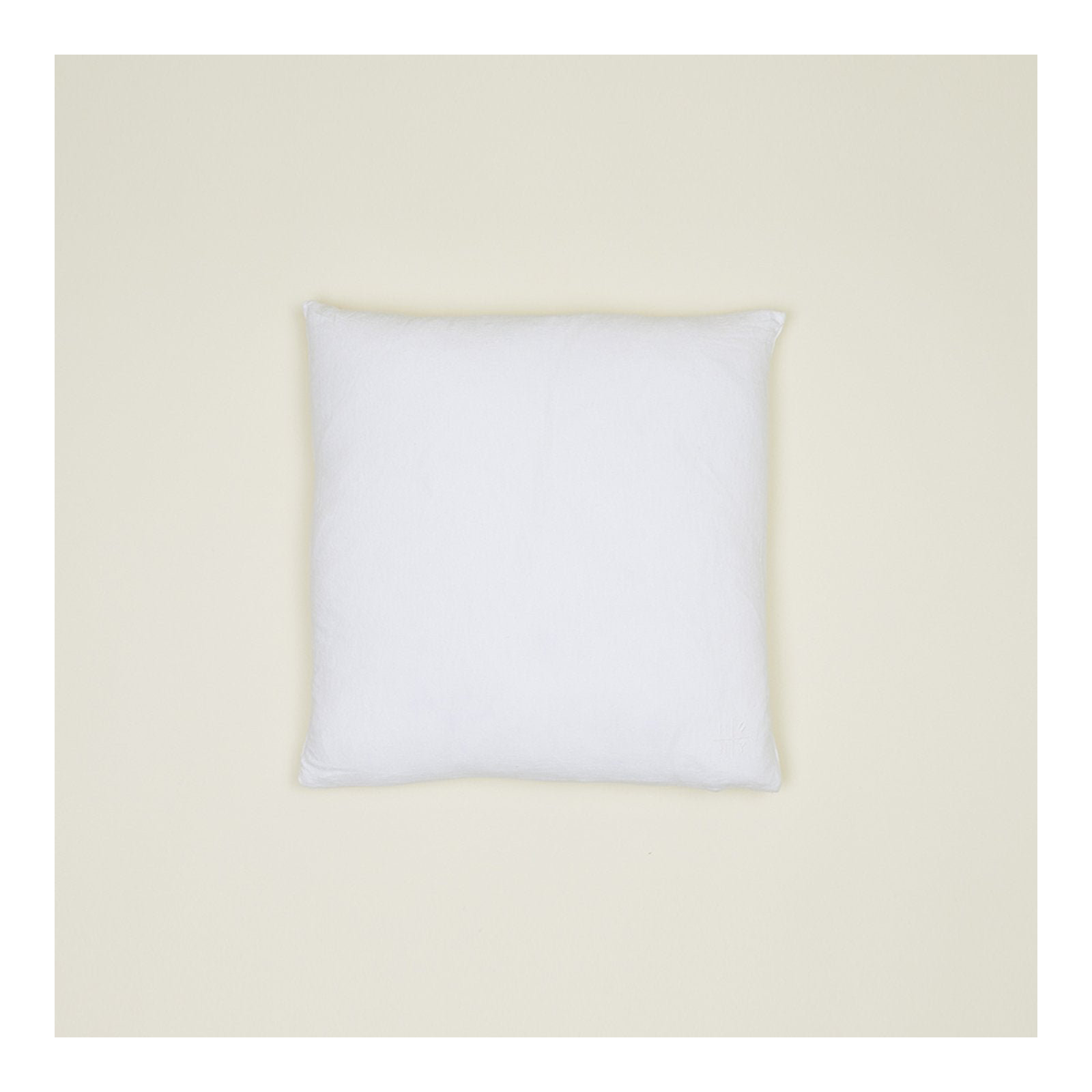 Simple Embroidered Linen Throw Pillow, White, Square 18"