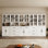  71" H X 126" W Bookcase Cabinet With Glass Doors And Large Storage Drawers